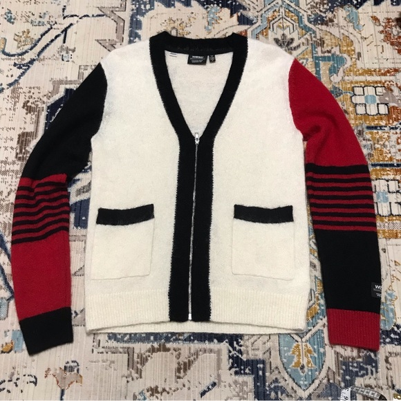 🐲💙WESC color blocked wool-mohair blend Unisex Knitted sweater - Picture 4 of 10